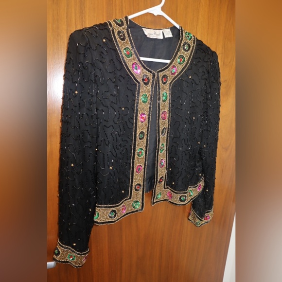 Vintage Laurence Kazar Black Jacket with Jewel Embellishments - Picture 4 of 6